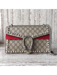 Gucci Dionysus GG Supreme Shoulder Bag with Crystals 400249 Red 2017