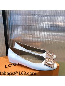 Louis Vuitton Patent Leather LV Buckle Flat Ballerinas White 2021 112472