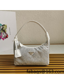 Prada Re-Edition 2000 Crystal Mini Hobo Bag 1NE515 Silver 2021