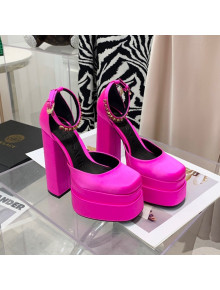 Versace Medusa Aevitas Satin Platform Pumps 15cm Fuchsia Pink 2021 