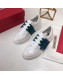 Roger Vivier Viv' Skate Calfskin Buckle Sneakers White/Green 2019