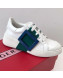 Roger Vivier Viv' Skate Calfskin Buckle Sneakers White/Green 2019