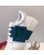 Roger Vivier Viv' Skate Calfskin Buckle Sneakers White/Green 2019