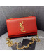 Saint Laurent Small Kate Chain Crossbody Bag in Grained Leather 470429 Red 2019