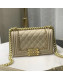 Chanel Quilted Calfskin Chain Small Boy Flap Bag A67085 Beige 2019