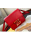 Fendi Karligraphy Calfskin FF Clasp Flap Bag Red 2019