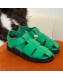 The Row Grained Calfskin Flat Roman Sandals Green 2022 030741