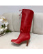 Gucci Leather Tied Mid-heel High Knee Boot 549680 Red 2019