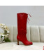 Gucci Leather Tied Mid-heel High Knee Boot 549680 Red 2019