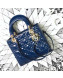 Dior My Lady Dior Medium Bag in Patent Cannage Calfskin Blue/Gold 2019