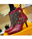 Louis Vuitton LV Janet Calfskin High-Heel Ankle Short Boot Red/Monogram 2019