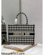 Dior Medium Book Tote Bag in Black and White Houndstooth Embroidery 2021