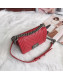 Chanel Chevron Grained Calfskin Small Boy Flap Bag A67085 Red/Silver 2019