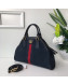 Gucci RE(BELLE) Suede Medium Top Handle Bag 516459 Dark Blue 2018