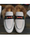 Gucci Princetown Canvas Wool Slipper White/Green 2019