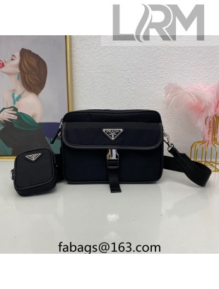 Prada Re-Nylon and Saffiano Leather Shoulder Bag 2VH133 Black 2023 