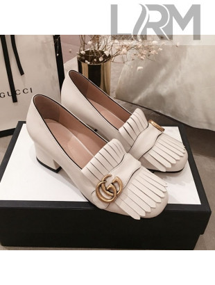 Gucci Leather GG Fringe Pumps 408208 White 2019