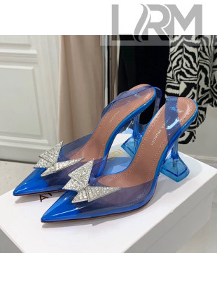 Amina Muaddi TPU Slingback Pumps with Crystal Butterfly 9.5cm Blue 2021 24