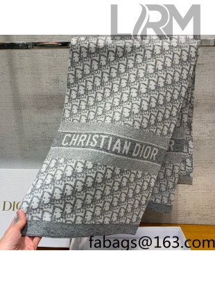 Dior Wool Cashmere Scarf 35x200cm Grey 2021 26