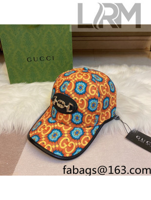 Gucci GG Canvas Baseball Hat Orange 2021 122219