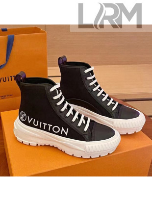 Black Canvas and calf leather Elevated, treaded rubber outsole LV Circle on the tongue LV Circle and Vuitton signature on the side Louis Vuitton signature on the outsole Patent Monogram-canvas back loop