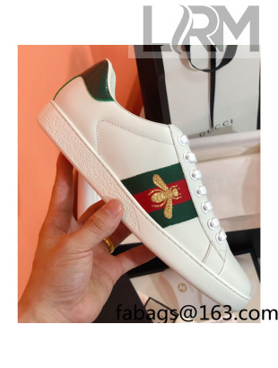 Gucci Ace Sneakers with Embroidered Bee and Web White 2022 38