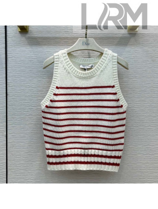 Dior Knit Striped Vest White/Red 2022 47