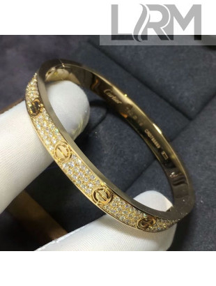 Cartier Yellow Gold Nologo Love Bracelet with Paved Diamonds, Classic 05