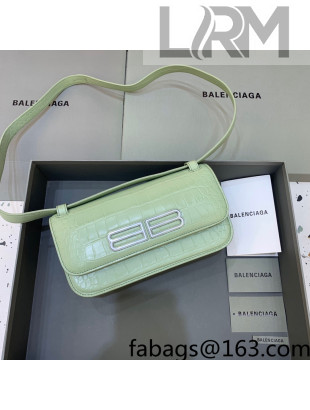 Balenciaga Gossip Small Bag in Light Green Extra Supple Crocodile Embossed Calfskin 2021