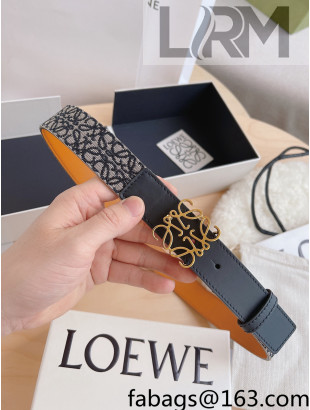 Loewe Anagram Canvas and Leather Belt 3.2cm Blue/Gold 2022 99