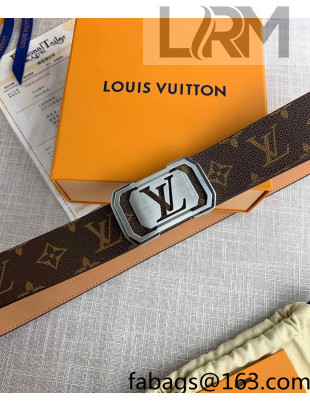 Louis Vuitton Reversible Monogram Canvas Belt 4cm with Silver Framed LV Buckle 2022 64