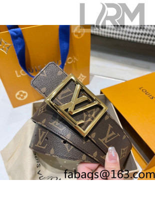 Louis Vuitton Monogram Canvas Belt 4cm with Framed LV Buckle Brown 2022 031147