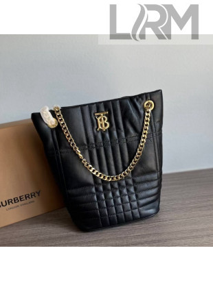 Burberry Small Quilted Lambskin Lola Bucket Bag Black 2022 804623