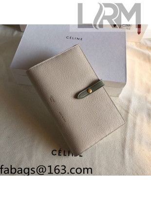 Celine Palm-Grained Leather Passport Wallet Beige/Green 2022 