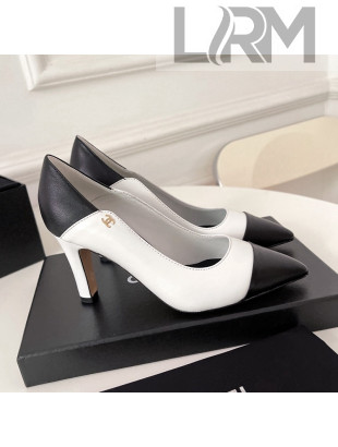 Chanel Lambskin Pumps 8.5cm White/Black 2021 60