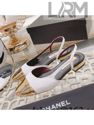 Chanel Grosgrain Slingback Shoe 2.5cm G31319 White 2022