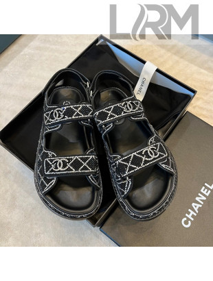 Chanel Crystal Strap Sandals G35927 Black 2022 032212