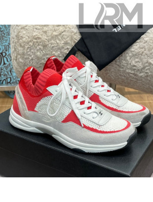 Chanel Knit and Suede Sneakers G38750 Red 2022 032516