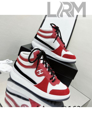 Chanel Fabric, Suede & Calfskin High top Sneakers G38804 White/Red 2022