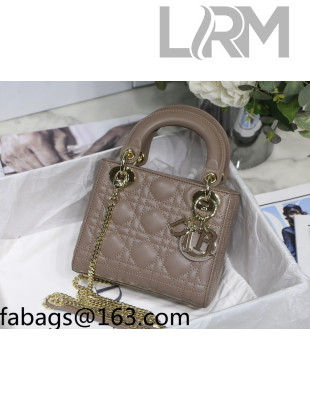 Dior Lady Dior Mini Bag in Taupe Brown Cannage Lambskin 2022 S8013 61