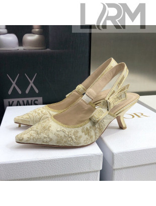 Dior J'Adior Slingback Pumps 6.5cm in Quake Oblique Embroidery White/Gold 2022