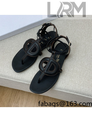 Dior Calfskin CD Flat Sandals Black 2022 032229