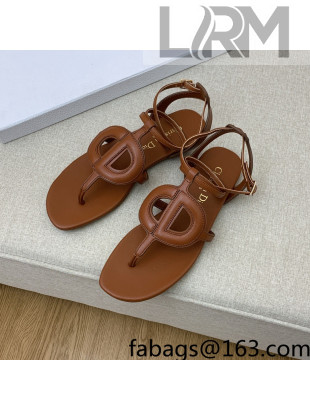 Dior Calfskin CD Flat Sandals Brown 2022 032230