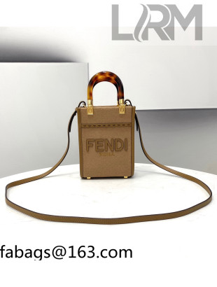 Fendi Sunshine Flannel Mini Shopper Tote Bag Beige 2021 8513