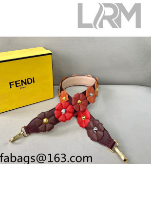 Fendi Strap You Bloom Shoulder Strap Burgundy/Red/Orange 2022