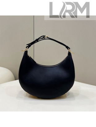 Fendi Fendigraphy Leather Small Hobo Bag with Metal FENDI Black 2022