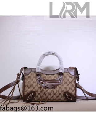 Balenciaga x Gucci GG Canvas Small Classic City Bag 658598 Beige/Brown 2021 