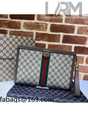 Gucci x Balenciaga BB Canvas Ophidia Pouch with Web 680382 Beige 2022