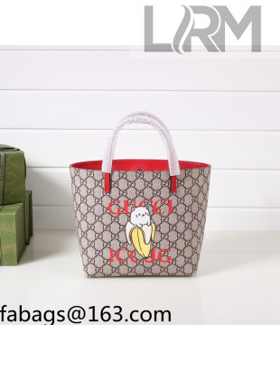 Gucci Children's GG Canvas Tote Bag with Banana Print 410812 Red 2022 17