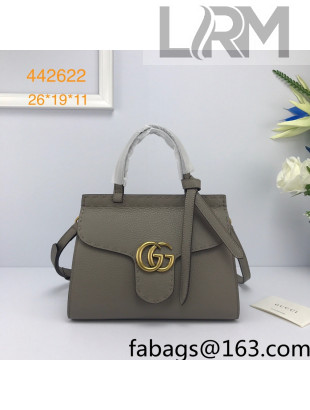 Gucci GG Marmont Medium Top Handle Bag in Grainy Calfskin 442622 Grey 2022